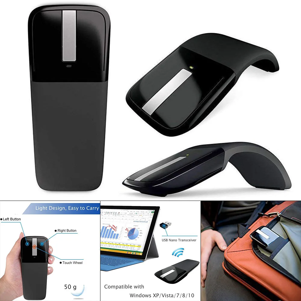 Энергосберегающая Беспроводная складная мышка 2,4G с usb-приемником для портативных ПК GT66