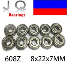 JQ Bearings 10PCS 608 608ZZ Ball Bearing 8*22*7 mm Deep Groove Ball bearing Free Shipping