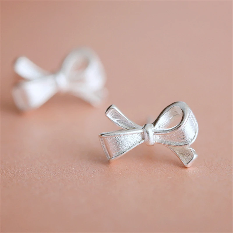 

Handmade Bowknot Stud Earring 925 Sterling Silver Earrings For Women Gift Sterling-silver-jewelry Pendientes Mujer