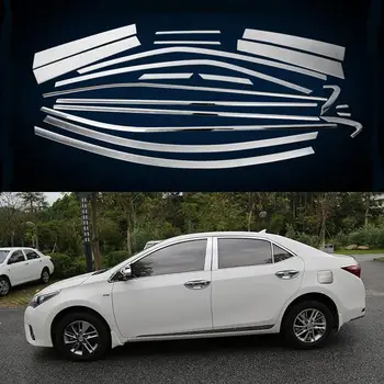 

20Pcs/Set Car Styling Full Window Trim Decoration Strip For Toyota Corolla 2014 2015 2016 2017 2018 Accessories Stainless Steel