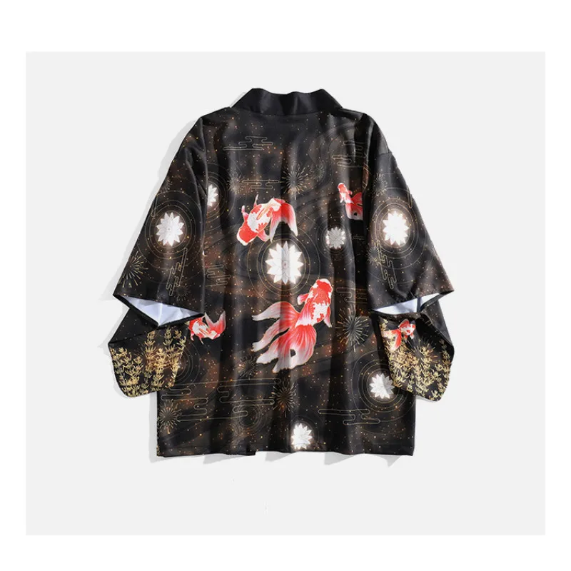 Blusas Mujer De Moda 2019 Kimono Women Shirts Harajuku Goldfish Ropa Coreana Mujer Chaqueta Kimono Mujer Tunic Sunscreen Tops