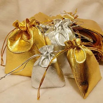 

10Pcs/lot Gold /Silver Items Package Travel Bag Display Bag Favor Jewelry Packaging