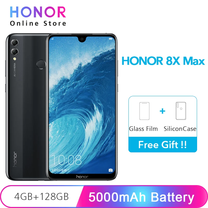 Оригинал huawei Honor 8X Max 4 ГБ 128 7 12 дюйма 16MP Восьмиядерный экран отпечатков пальцев ID