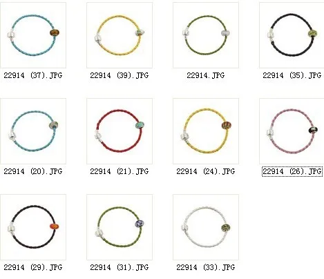 16 шт смешанных цветов кожаных браслетов с стеклянными бусинами#22914
