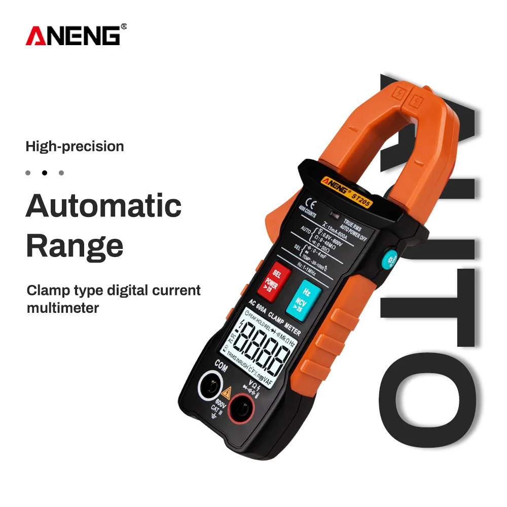 ST205 Mini Digital Clamp Meter True RMS Voltage Resistance Capacitance Multimeter Temperature Auto Range Electrical Meter Tester