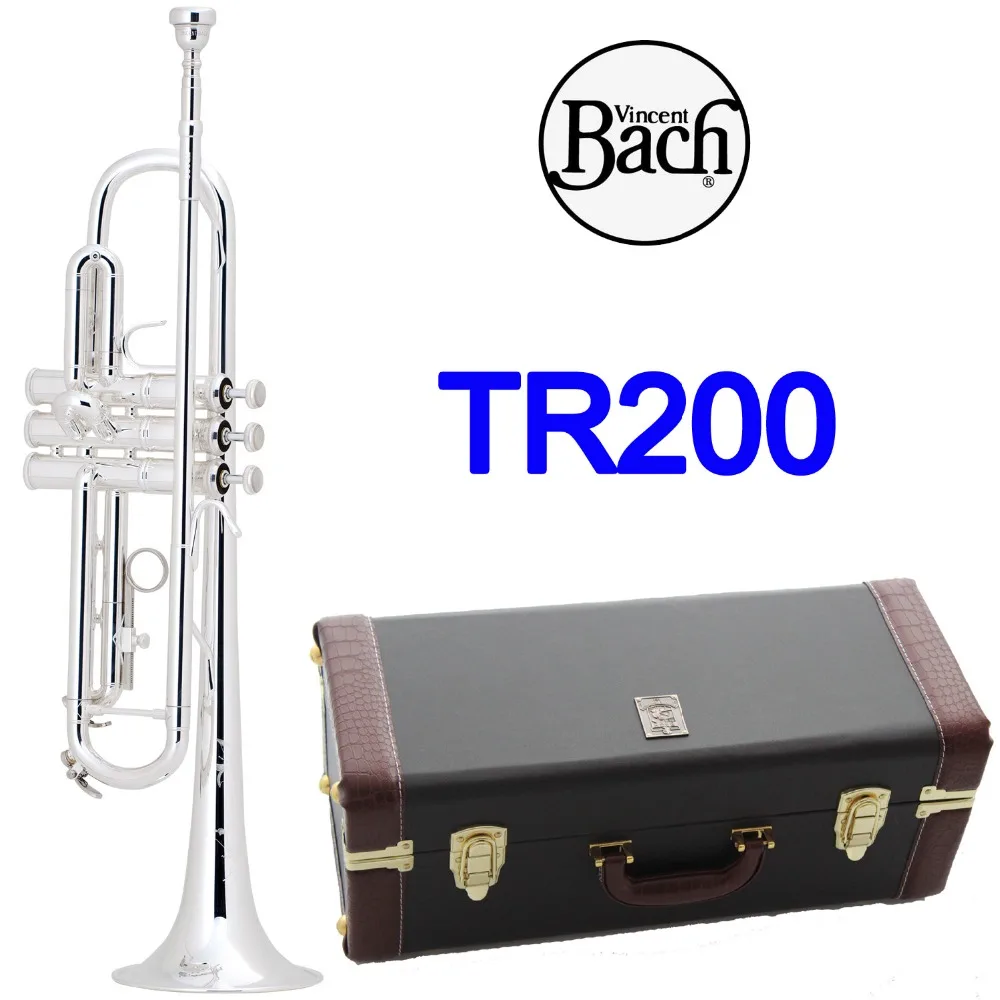 Новый труба BB Бах TR-200 посеребренные Музыкальные инструменты Profesional трубы студент входит чехол Рупоры