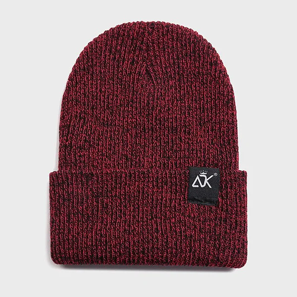 Burgundy Letter ADK Knitted Hat Women Winter Warm Casual Acrylic Hat Crochet Ski Beanie Hat Female Men Soft Baggy Crimping Hip Hop Cap - Color: Burgundy