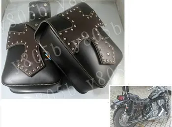 

Cross Rivet Black PU Leather Side Bag Saddle Bags For Fit Sportster XL883 1200 Dyna Wide Glide Bobber Road Kings