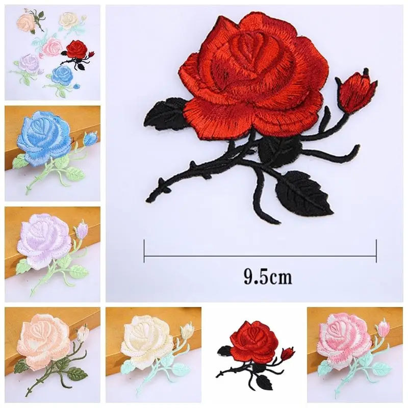 

Rose Flower Leaves Embroidery Iron On Applique Patch Sew On Patch Craft Sewing Repair Embroidered