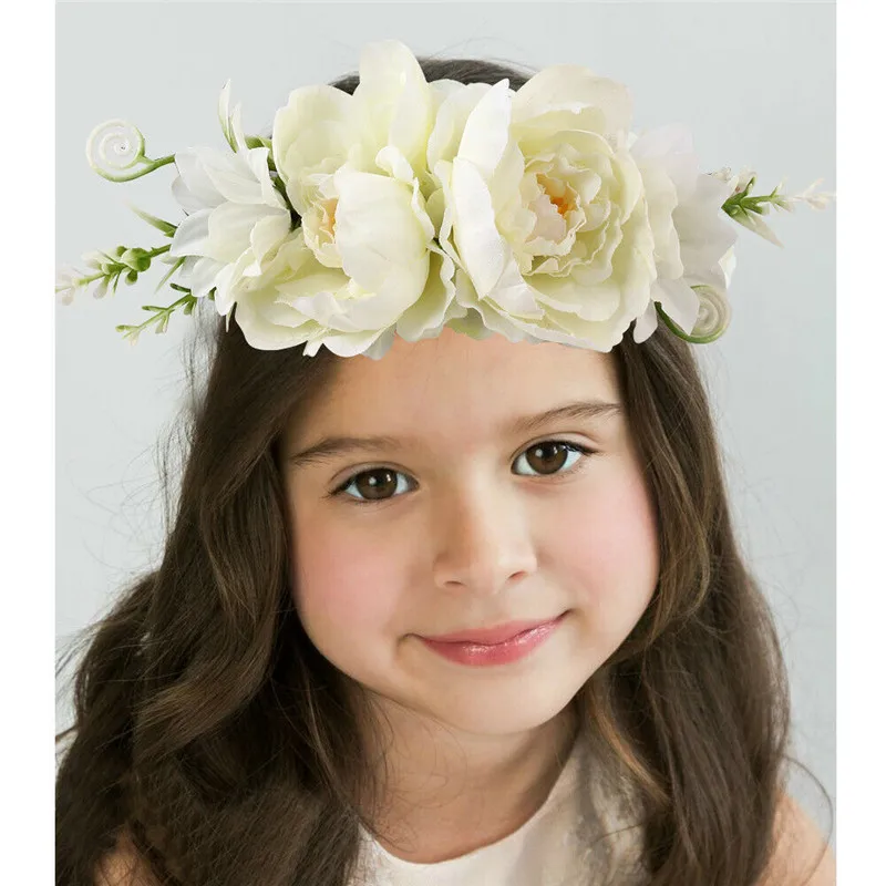 

Sweet Girls Boho Floral Flower Artifical Wreath Silk Headwear Bride Fashion Hairband Head Band Wedding Beach Holiday Garland New