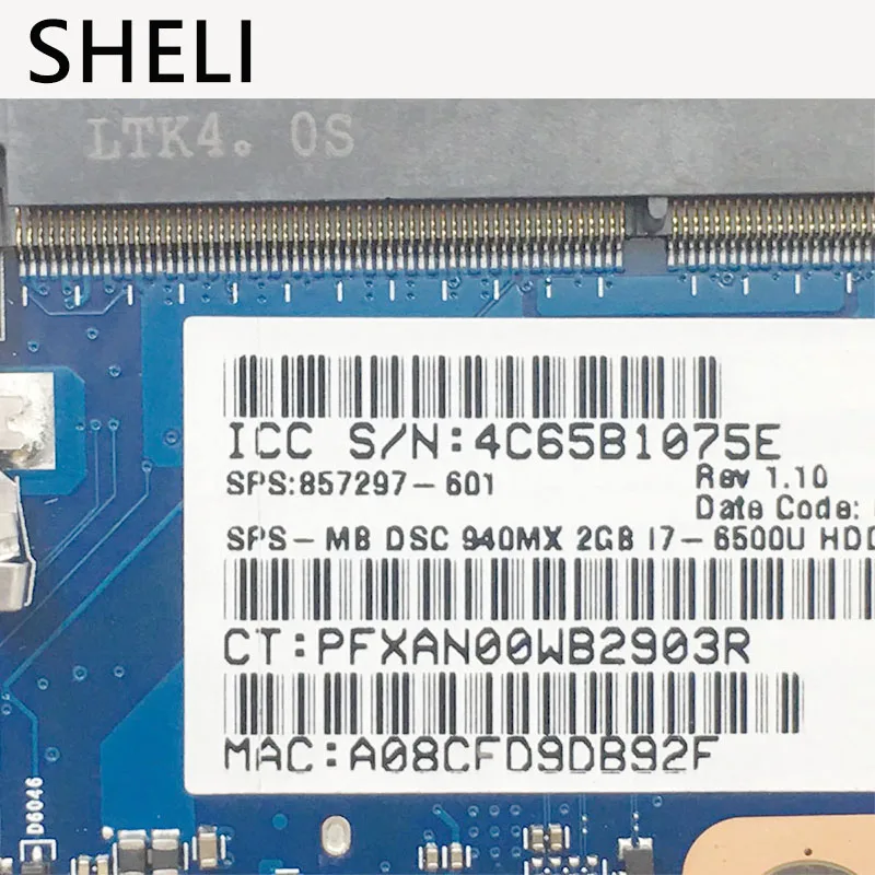 SHELI для hp M7-U009DX M7-U материнская плата с i7-6500U процессор SAGE-6050A2822001-MB-A01 857297-601