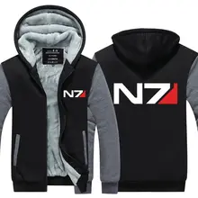Мужские Игры Толстовка Mass Effect N7 Сгущает Руно Пальто Мода Зима США ЕС Плюс Размер