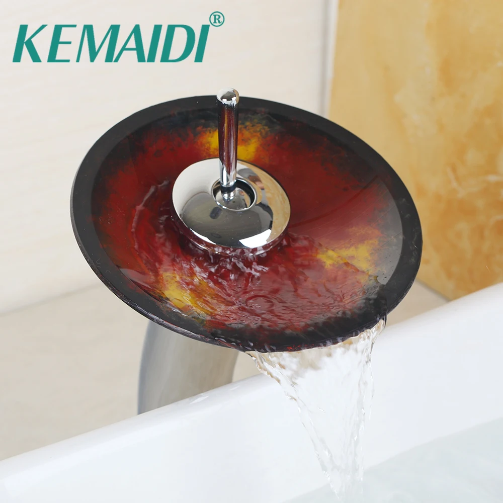 KEMAID смеситель для ванной комнаты Расширенный Стеклянный Водопад хромированный латунный Смеситель для ванной комнаты смеситель для раковины кран для водопада