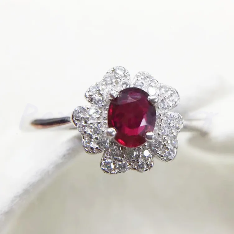 Real ruby ring Free shipping Natural real ruby 925 sterling silver 0.6ct gemstone Handworked