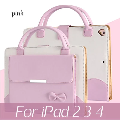 pink for iPad 234 Чехол для планшета защитный корпус для iPad Mini 1 2 3 Чехол, милые туфли с бантиком, Портативный кожа чехол для iPad 2/3/4/iPad воздуха 1 2 планшетный Стенд кожаный чехол - Цвет: pink for iPad 234
