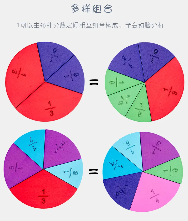 Деревянный Division Образовательных Математические Игрушки Дети Монтессори круговой Математика доля доска для обучения