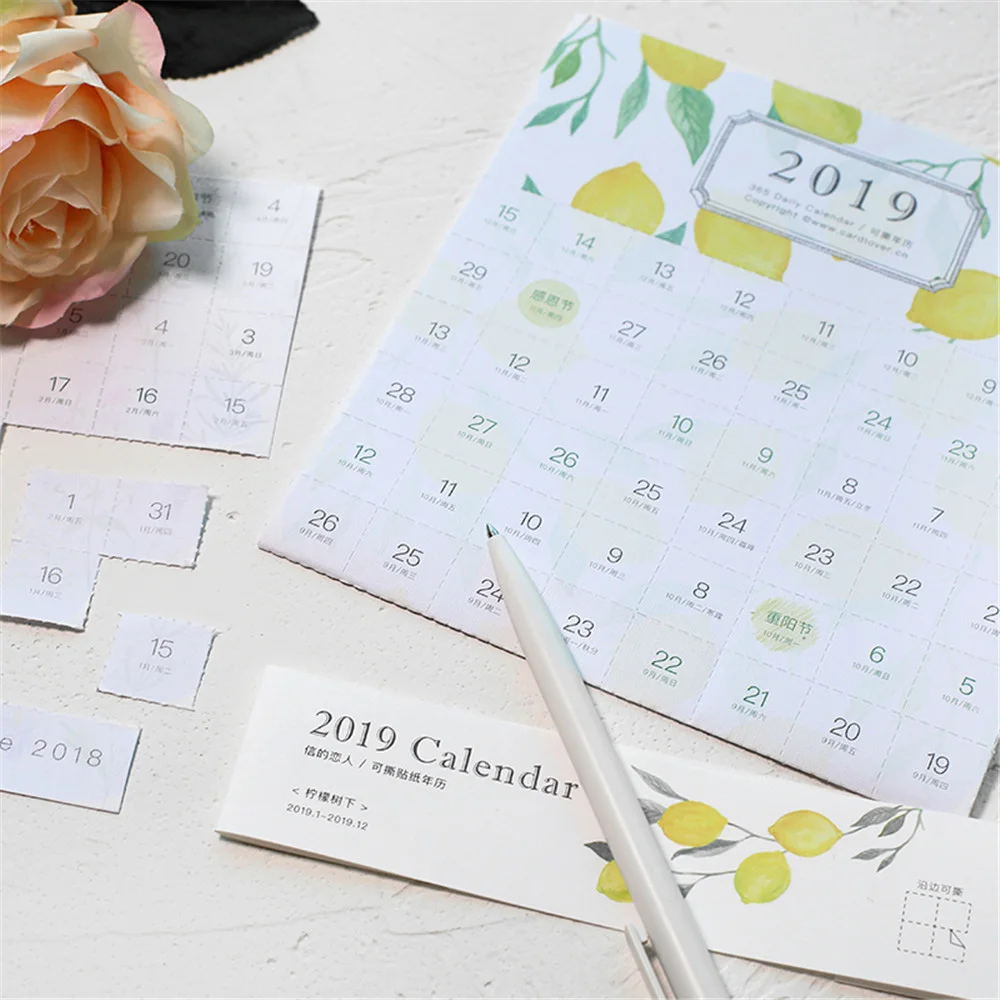 

Cute 2019 Year Calendar Stickers Kawaii Stationery DIY Scrapbooking Decorations Label Agenda Organizer Stickers