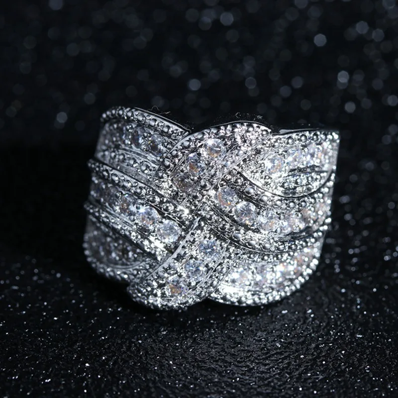 Модное роскошное Большое Серебряное кольцо с цирконом супер блестящее дамское модное свадебное обручальное женское кольцо