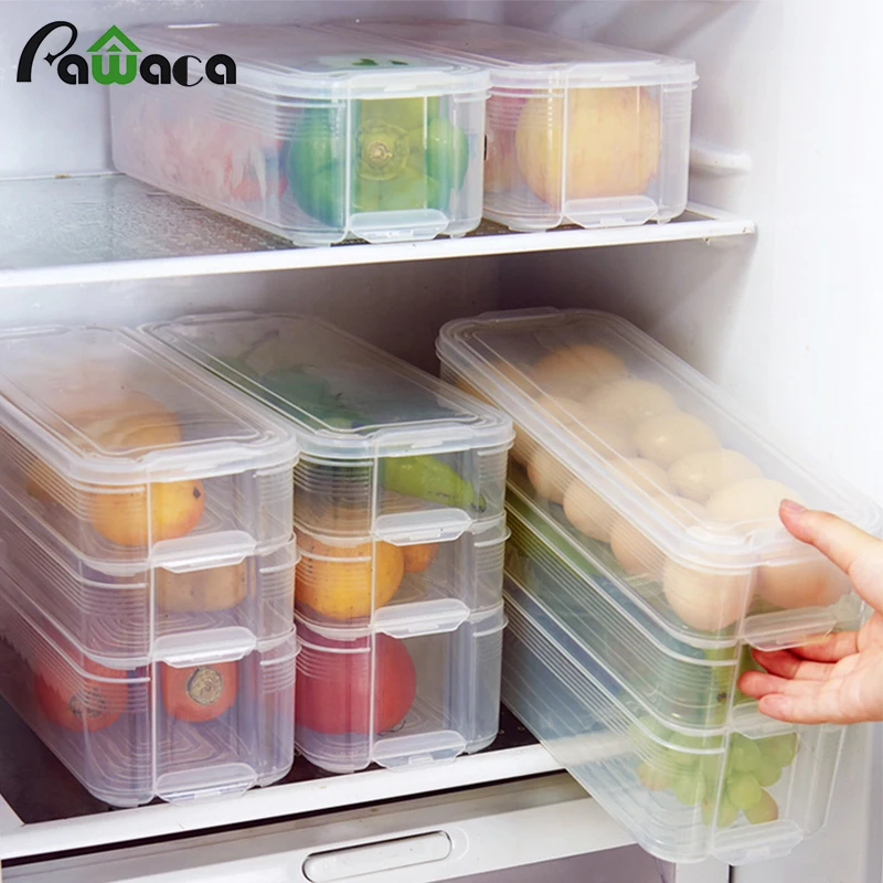 

Plastic Storage Bins Refrigerator Storage Box Food Storage Containers with Lid for Kitchen Fridge Cabinet Freezer Desk Organizer