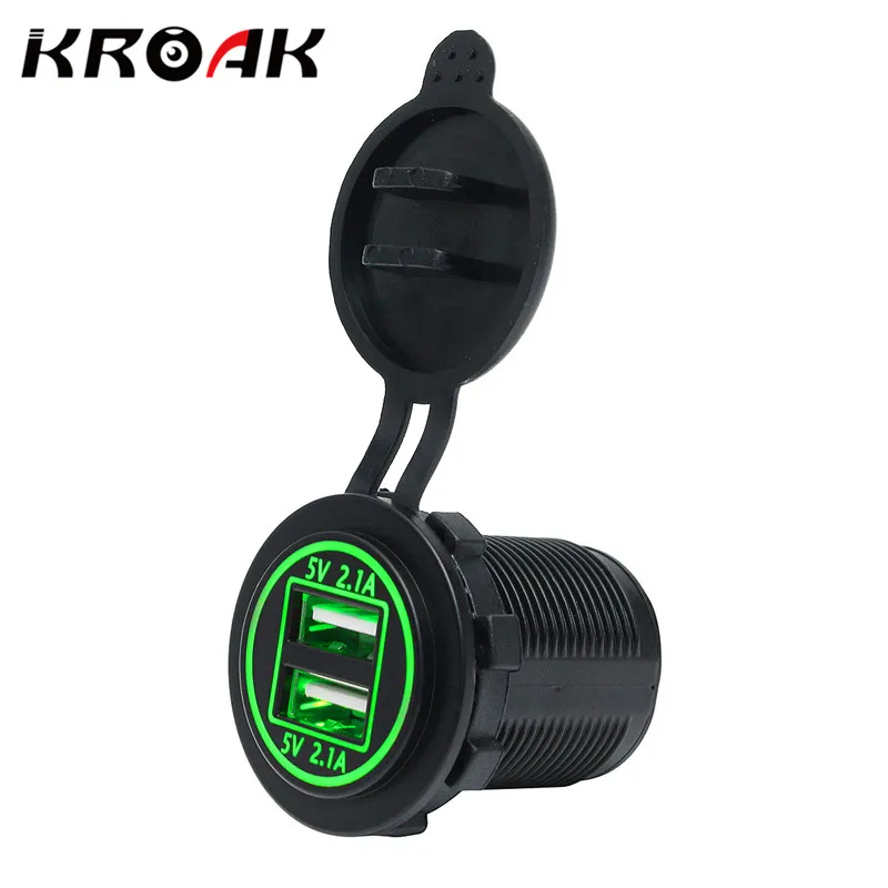

KROAK Dual USB Charger Socket Adapter 5V 4.2A Power Outlet for 12V 24V Motorcycle Car Truck ATV Boat