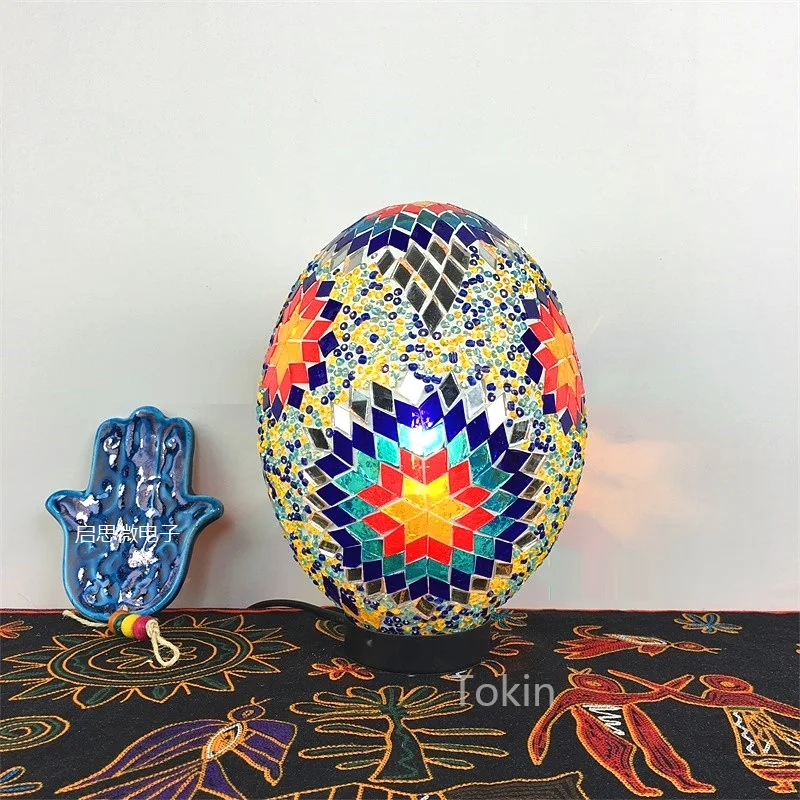 Новейшая Турецкая мозаичная лампа для яиц винтажный арт-деко ручной работы lamparas de mesa стеклянный романтический светильник для кровати lamparas con mosaicos
