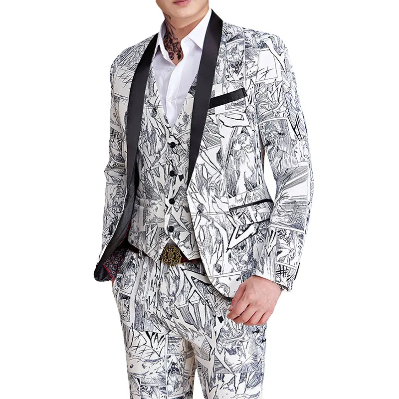 YUNCLOS 2019 грагон мяч для мужчин Блейзер Свадебная вечеринка костюмы куртки Slim Fit шаль воротник куртки masculino