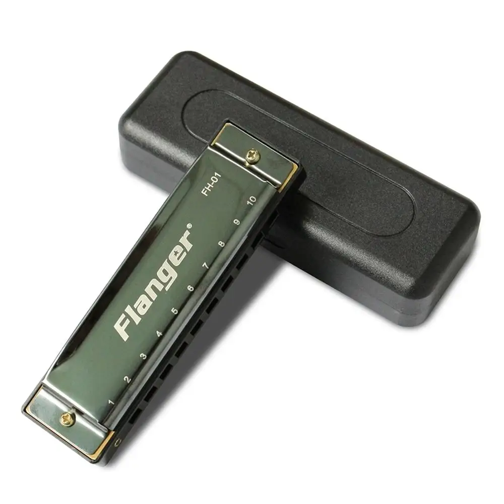 

Flanger Harmonica Standard 10 Hole 20 Tone Case Key of C Beginner Professionals Blues Jazz Rock Folk Musical Instrument FH-01