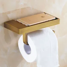 Античный латунный Матовый держатель туалетной бумаги с Телефон Полка квадратный бронзовый Держатель для рулона бумаги с крюком Товары для ванной комнаты yt52