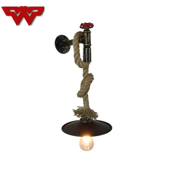 

Retro personality wall lamp American loft iron art headwall creative industry wind bar coffee shop restaurant hemp rope
