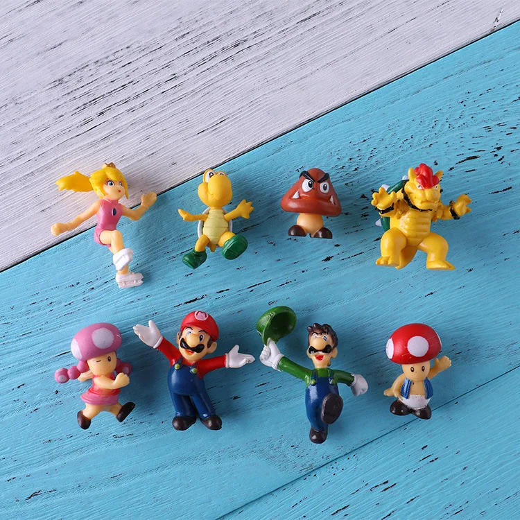Mini 3D Super Mario Bros Fridge Magnets Figurine Toys Metal Surface Magnetive Mario Peach Toad Toadette Mushroom Yoshi Toys