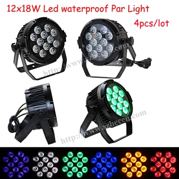 

BECEN 4PCS 12x18W RGBWA UV Led Par Light Waterproof IP65 Stage 6IN1 Outdoor par 64 DMX512