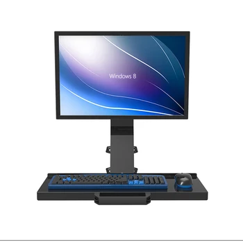 

W803 Full Motion Wall Mount Ergonomic Sit-Stand Workstation PS Stand Swivel Monitor Holder +Keyboad Holder