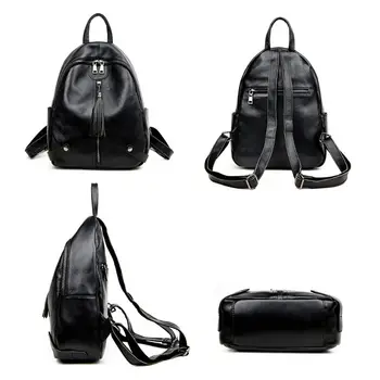 

Fashion New Women Genuine Leather Backpack with Tassels Lady Girls Travel Casual Daypack Schoolbag Shoulder Bookbag Rucksack