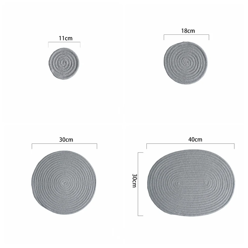 Набор из 4 японских хлопковых нитей коврик для обеденного стола термостойкий нескользящий коврик для чашек бытовые принадлежности подставка для чашек - Цвет: Grey