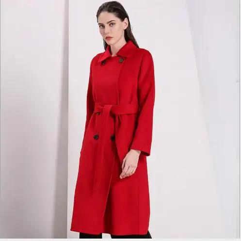 Slim Tournent Longue Face Laine Bas camel Le Double Red Section De Femelle En Solides 2018 Vers Cachemire Occasionnel Femmes D'hiver Nouvelle Fit Veste Manteau 8TPFXF