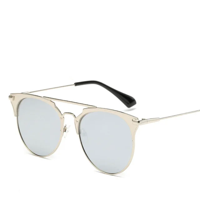 Роскошные винтажные Круглые Солнцезащитные очки для женщин, фирменный дизайн, кошачий глаз, солнцезащитные очки для женщин, женские солнцезащитные очки, зеркальные - Цвет линз: C9