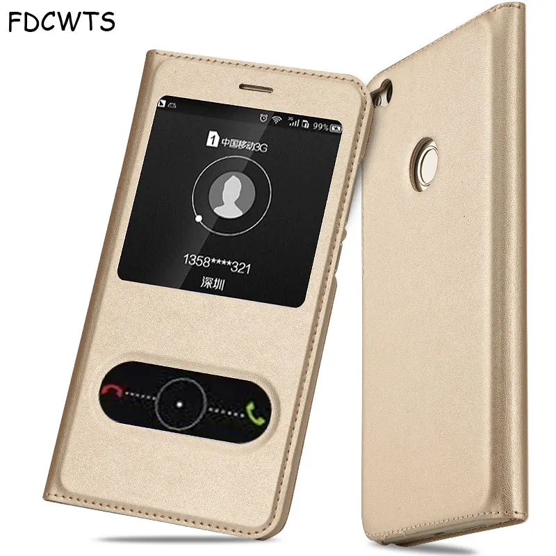 

FDCWTS For Huawei P8 lite 2017 Case Honor 8 Lite Cover Flip Wallet Back Luxury Window Leather Cover For Honor 8 Lite Phone Cover