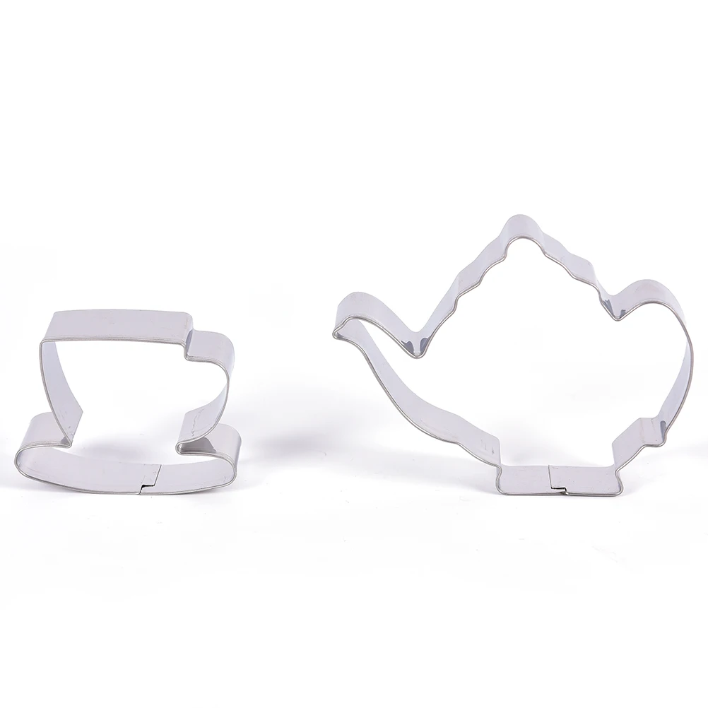 

2Pcs/set Stainless Steel Tea Cup and Tea Pot Shape Cookie Cutter DIY Biscuit Stamps Baking Tools