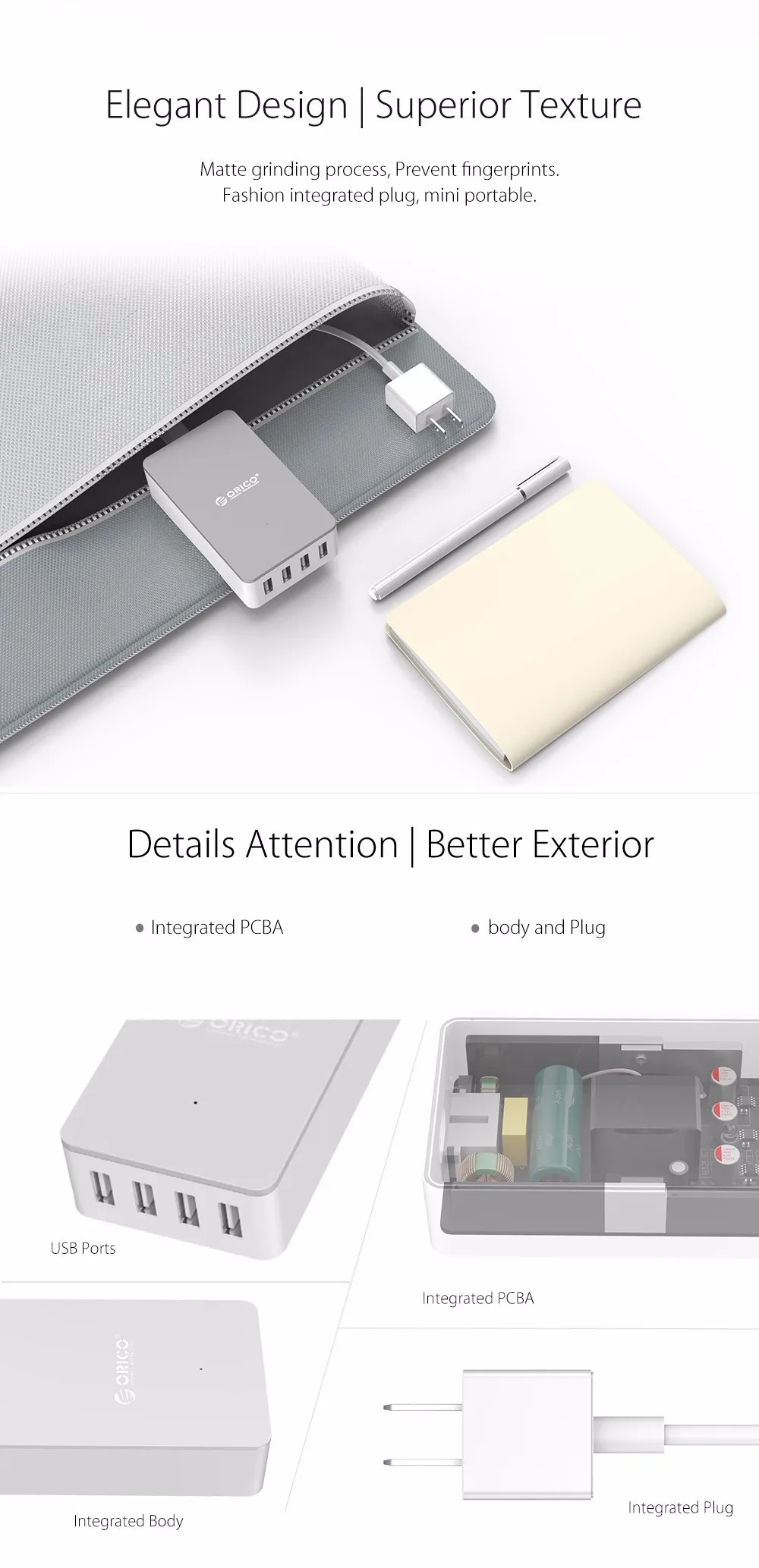 ORICO USB зарядное устройство 5V2. 4A 4 порта USB быстрое зарядное устройство адаптер портативное Сетевое зарядное устройство для телефона