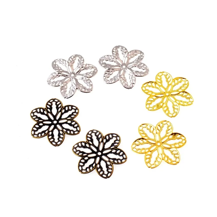 Free shipping 20Pcs Bronze/Gold/Silver Flower Wraps Connectors Metal Crafts Decoration DIY
