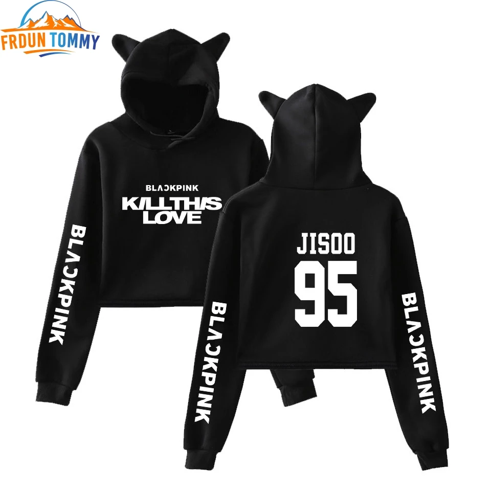 

Blackpink new ablum:KILL THIS LOVE Cat Cropped Hoodies Women Long Sleeve Hooded New Arrival Hot Sale Fashion Streetwear Clothes