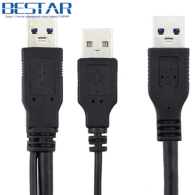 200 шт./лот) USB3.0 Dual USB 3,0 2x A type Male to Male AM USB удлинитель y-образный кабель с USB 2,0 дополнительное питание