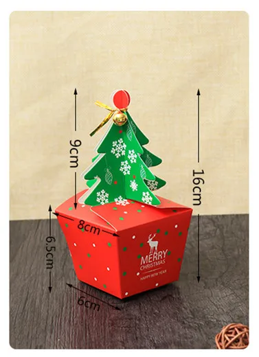 10 шт./лот, Рождественская коробка для конфет, 3D подарочная коробка для рождественской елки с колокольчиками, бумажная коробка, Подарочная сумка, рождественские вечерние подарки, поставщик
