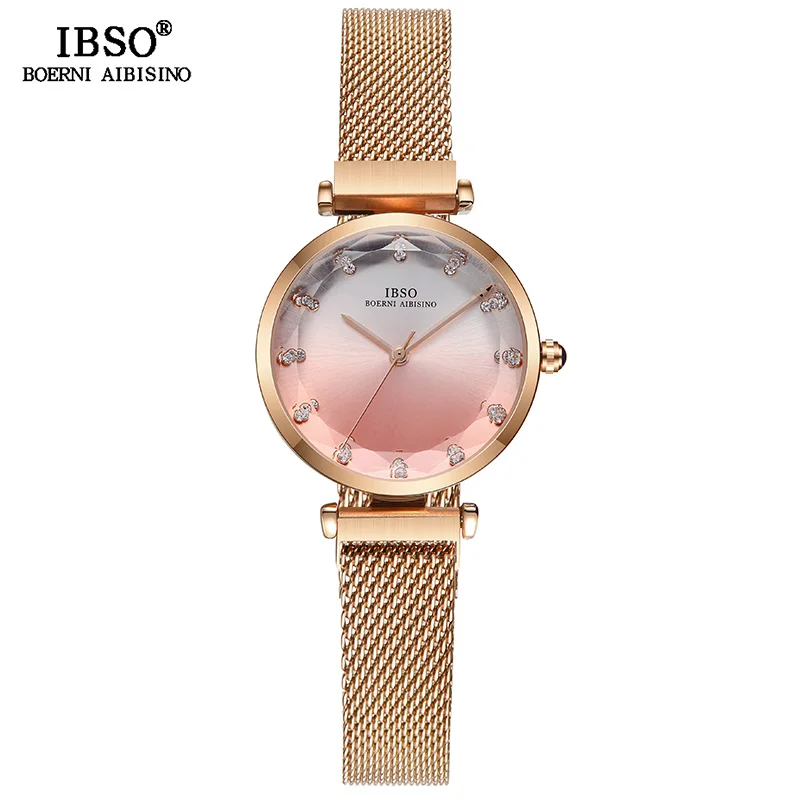Beste IBSO Hit Kleur Horloges Voor Vrouwelijke Fashion Cut Glas Ontwerp Vrouwen Quartz Horloge Dames Magneet Gesp Horloges Montre Femme