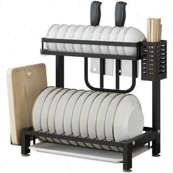 

Black Kitchen Shelf Drain Dish Rack Stainless Steel Dishes Chopsticks Dishes Tray Knife Holder Storage Box Kitchen Organizer