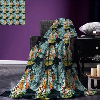 

Paisley Throw Blanket Ethnic Unusual Oriental Leaf Floral like Motifs with Peacocks on Image Print Warm Blankets for Beds