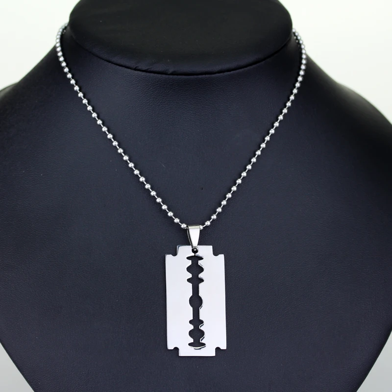 

Fashion Hot Creative Men's Stainless Steel Razor Charm Pendant Silver Color Ball Blade Chain Necklace Fashion Jewelry Wholesale