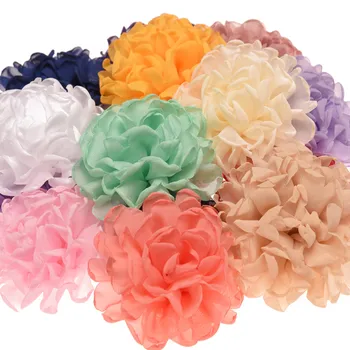 

90pcs Fashion Chiffon Flower Burning Edge Flowers Boutique Flower Accessory DIY Flower headwear 16 Color No Hairclip