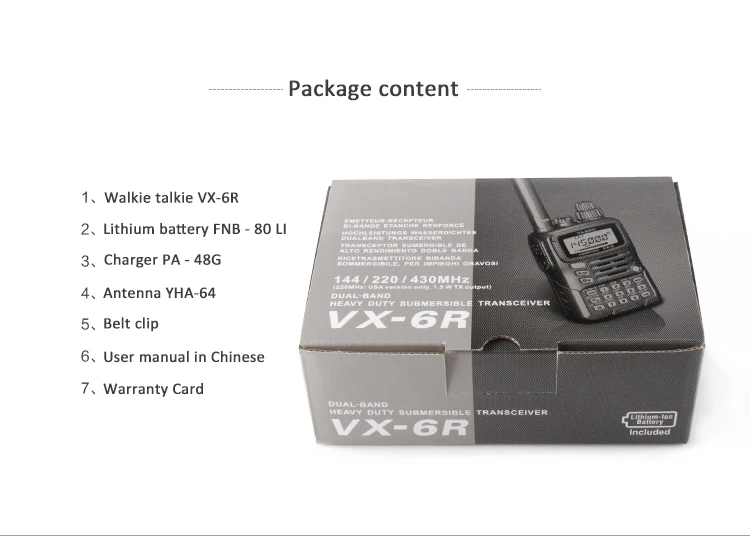 Walkie Talkie VX-6R двухдиапазонный 140-174/420-470 МГц канал 900 FM Ham двухстороннее радио приемопередатчик 10 км Yaesu VX-6R радио