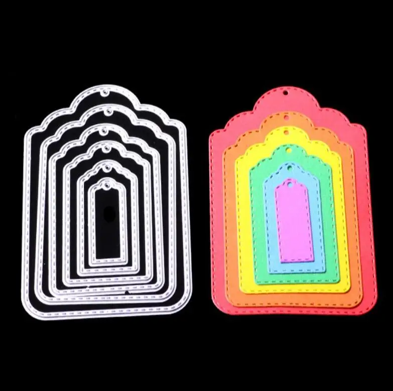 

Metal Stitched labels Metal Tags Frame DIY Cutting Dies For Scrapbooking Photo Album Embossing Craft Dies Supplies